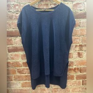 Eileen Fisher Linen Knit Too. Navy Blue 100% Organic Linen Medium